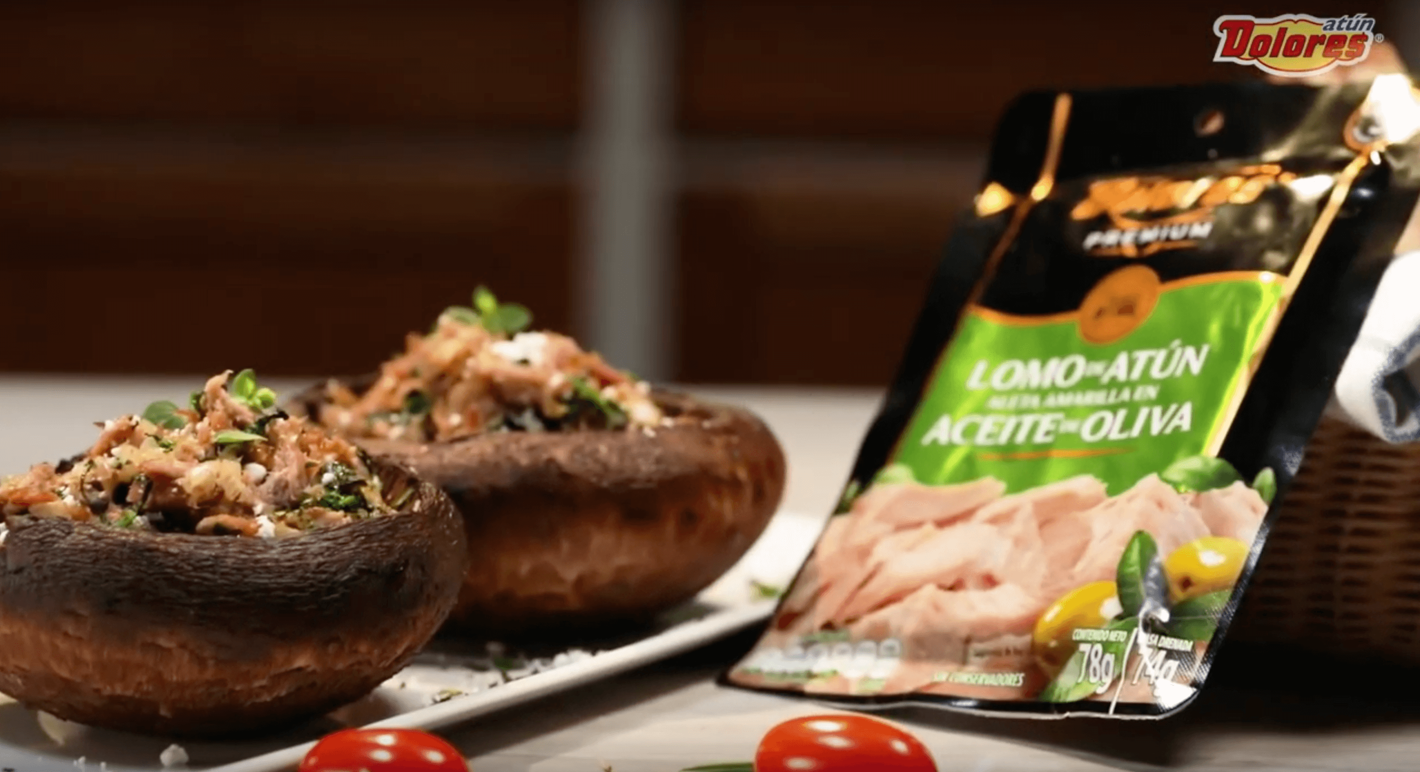 Portobello Relleno de Atún con Espinacas