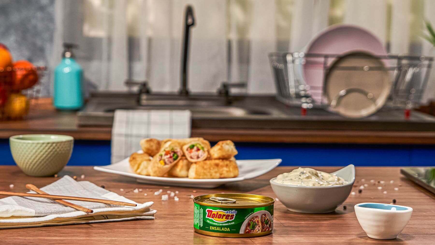 Receta con atún de rollos primavera con vegetales