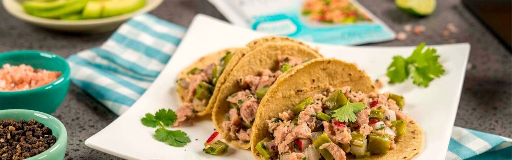 Tacos de lomo de Atún Dolores y nopales