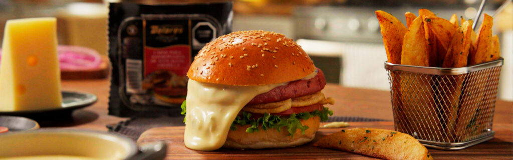 Hamburguesa de Atún Dolores con queso fondue