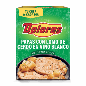 Lomo de cerdo al vino blanco con papas <span>Dolores</span>